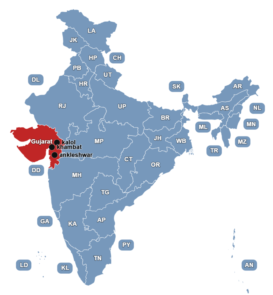 petroleum fuel and oil extraction fields in Gujarat